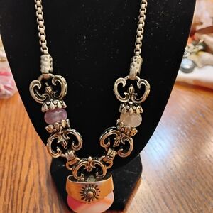 Elegant  Necklace With Pink Gem Stone